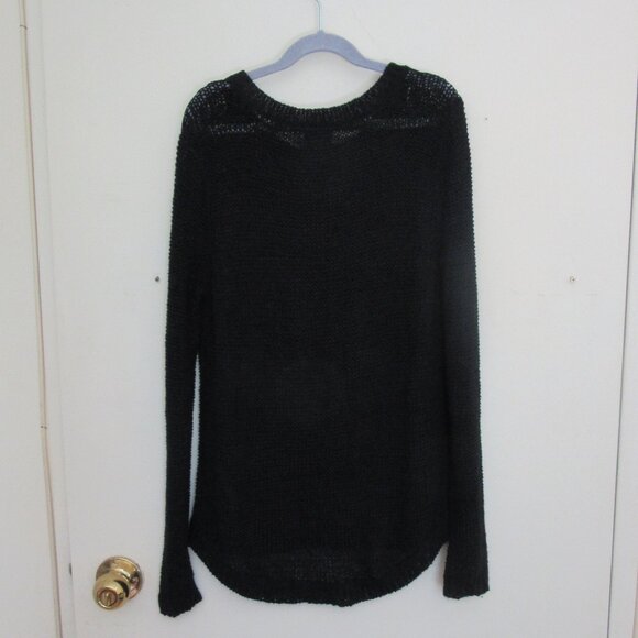 Point Zero Women Sweater - Classic Black Hollow Knitted - Long Sleeve - Comfy - Picture 5 of 7